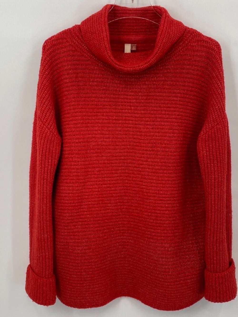 Anthropologie Pilcro Red Turtleneck Ribbed oversized Knit Sweater - Women
